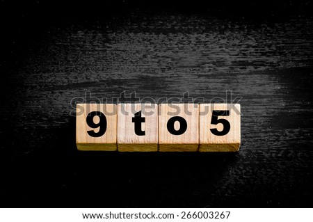 Numbers 9 to 5. Wooden small cubes with letters isolated on black background.Concept image. Royalty-Free Stock Photo #266003267