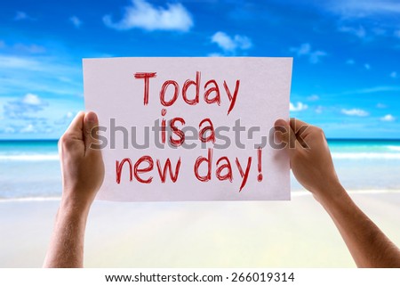 Today is a New Day card with beach background