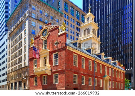 Boston Old State House building in Massachusetts 
USA