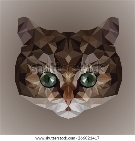 Low poly design. Cat face illustration.