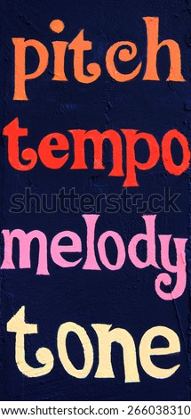 Pitch tempo melody tone,painted on a stucco wall. Part of a series. 