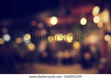 Blurred of restaurant at night Royalty-Free Stock Photo #266045249
