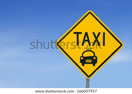Taxi Icon road sign on sky background