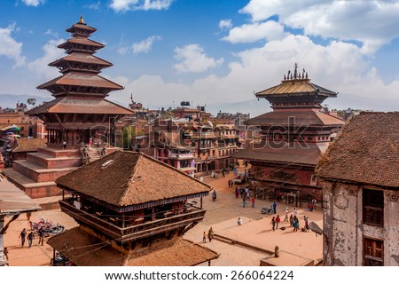 Bhaktapur is UNESCO World Heritage site located in the Kathmandu Valley, Nepal. Royalty-Free Stock Photo #266064224