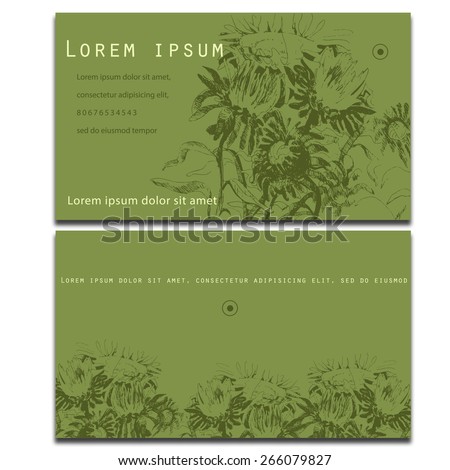 Design business card with flower chrysanthemum