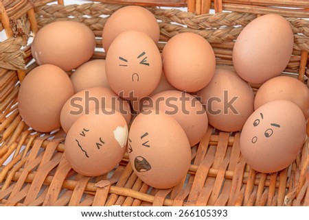 Concept Egg injury and accident, Egg Emotion