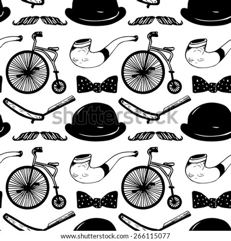 Vector hipster seamless pattern in trendy hand sketched style
