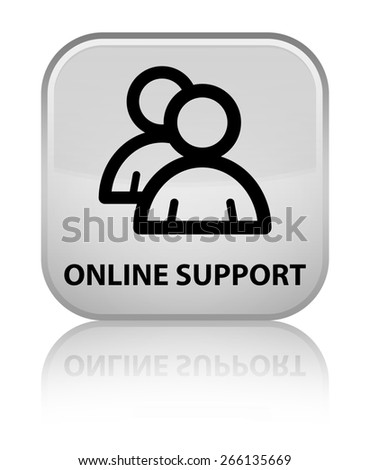 Online support (group icon) white square button