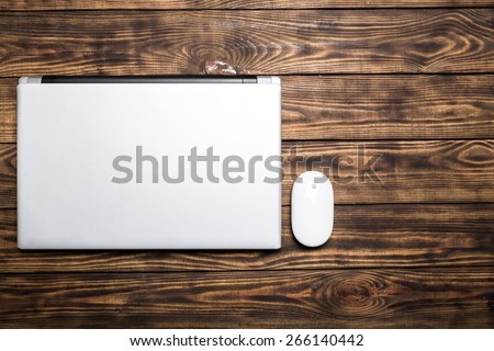 Laptop, top, white. Royalty-Free Stock Photo #266140442