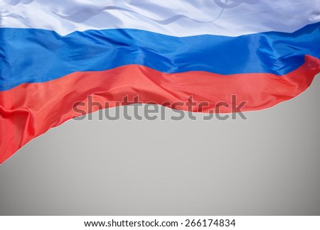 The flag of the Russian Federation waving in the wind.