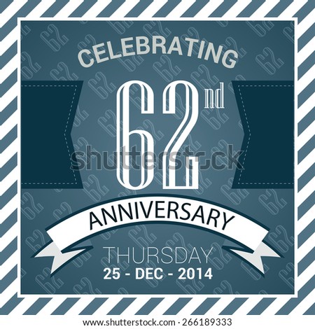62nd Anniversary poster / stamp/ template design in retro style - Vector Background Royalty-Free Stock Photo #266189333