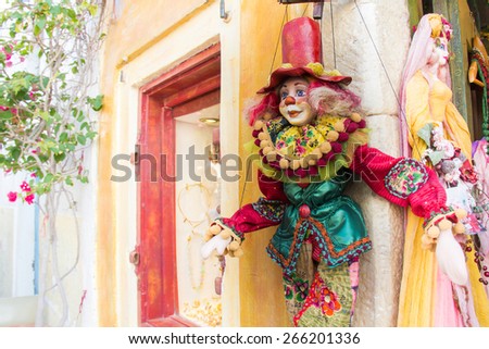joker doll at  santorini  of greece
