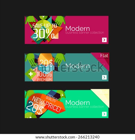 Set of banners with stickers, labels and elements for sale. Vector illustration