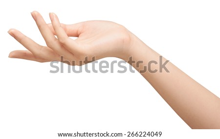 beautiful woman's hand isolated on white background Royalty-Free Stock Photo #266224049