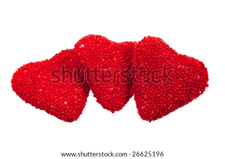 valentine's hearts candy, isolated on a white background