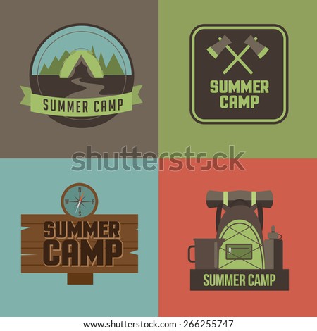 Summer camp icons. Royalty free stock illustration for ad, promotion, poster, flier, blog, article, social media, marketing