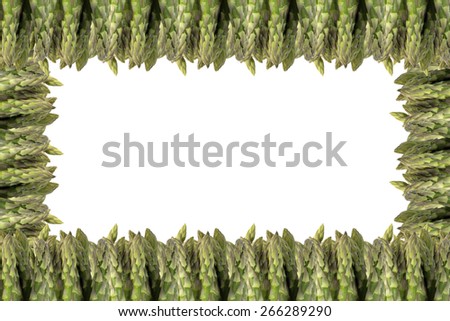 Fresh Tips of Asparagus Frame Isolated on White Background