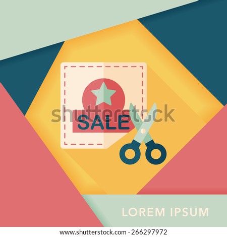 shopping sale coupon flat icon with long shadow,eps10