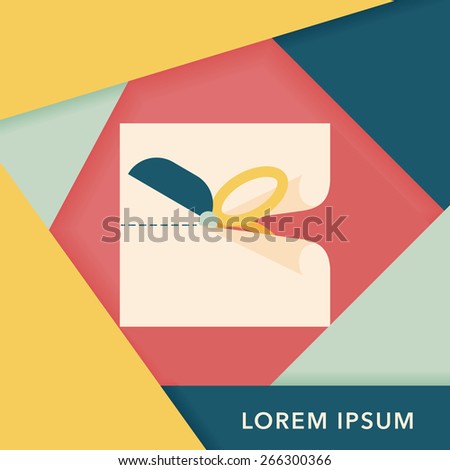 Scissor cut paper flat icon with long shadow,eps10
