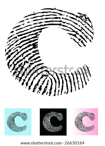 Fingerprint Alphabet Letter C (Highly detailed Letter - transparent so can be overlaid onto other graphics)