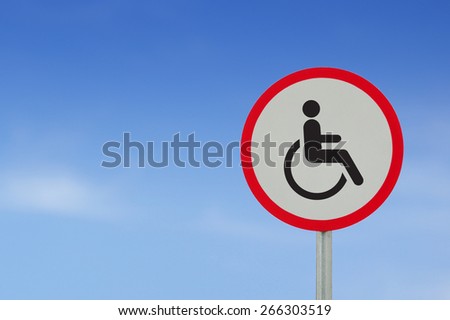 Disabled Handicap Icon road sign on sky background