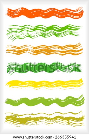 Paint brush strokes collection. Set of vector paint brush strokes. Colorful design elements. EPS10 vector elements isolated on white.