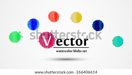 Clear colored vector watercolor blobs set.
