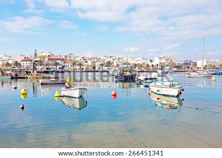 The harbor from Lagos in Portugal Royalty-Free Stock Photo #266451341