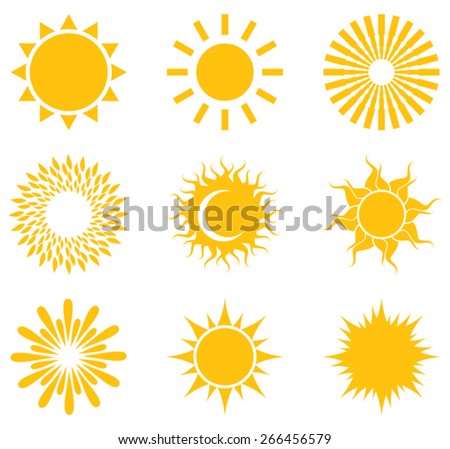 Set of symbols of the sun.