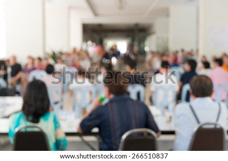 Meeting Blurred background at bright conference hall