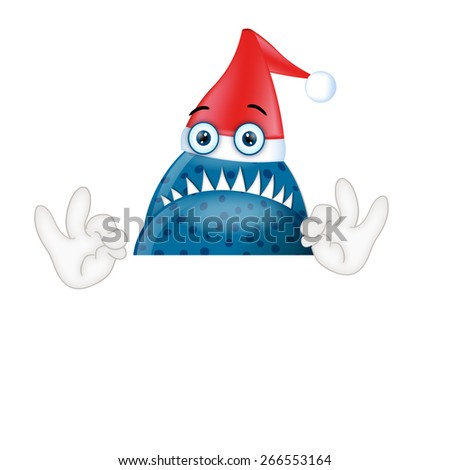 Monster Garryy Christmas Illustration Advertising Space Placeholder