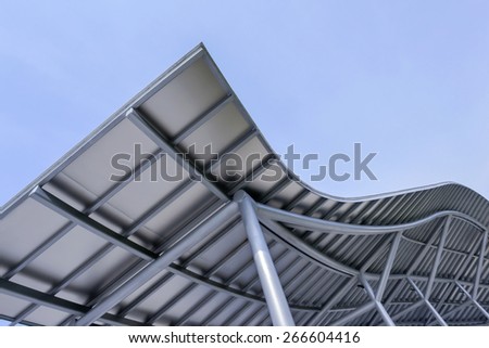 park design metal canopy as protection from the sun and is weatherproof Royalty-Free Stock Photo #266604416