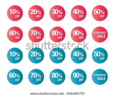 set of percent discount, sale symbol