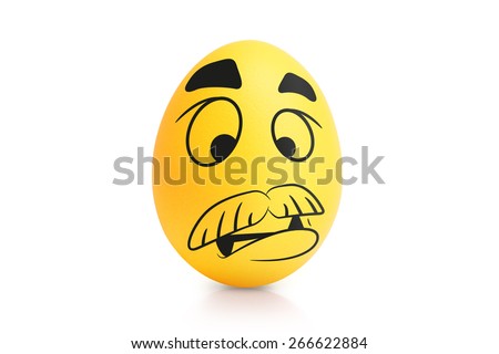 Yellow intelligent te egg with emotional face isolated