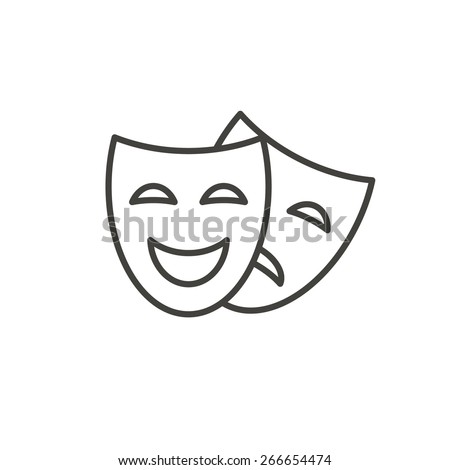 Comedy and tragedy line theater masks vector illustration Royalty-Free Stock Photo #266654474