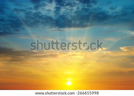 beautiful sunrise and cloudy sky Royalty-Free Stock Photo #266655998