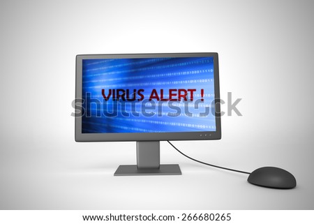 Virus warning sign on laptop screen. Computer generated 3D photo rendering.