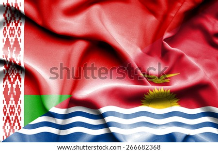 Waving flag of Kiribati and Belarus