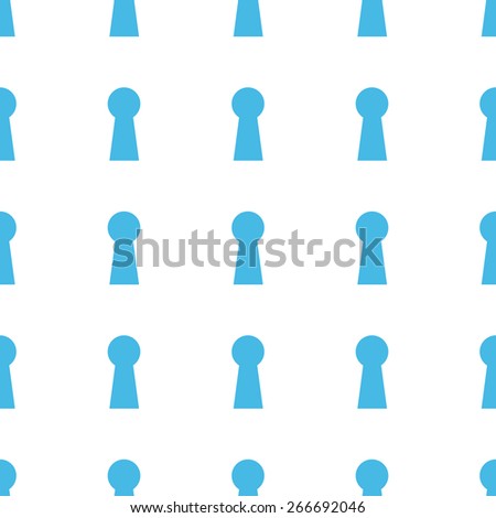 Unique Keyhole white and blue seamless pattern for web design. Vector symbol