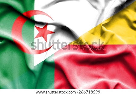 Waving flag of Benin and  Algeria