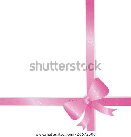 Big pink holiday bow on white background