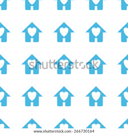 Unique Love house white and blue seamless pattern for web design. Vector symbol