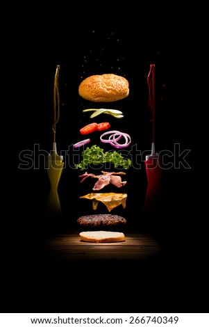 Exploded Hamburger Royalty-Free Stock Photo #266740349