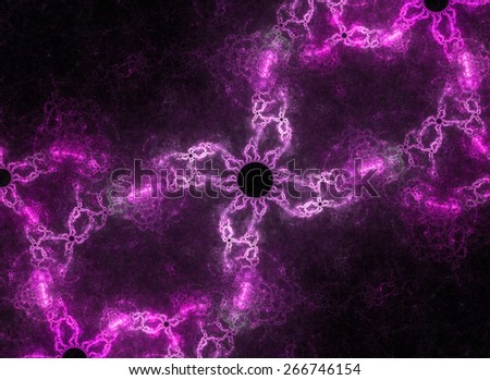 Abstract fractal background with a detailed chain-like segment with a detailed star in the center and all together creating an infinity symbol, all in high resolution and in glowing pink