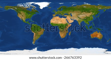 XXL size physical world map illustration. Primary source, elements of this image furnished by NASA. Royalty-Free Stock Photo #266763392