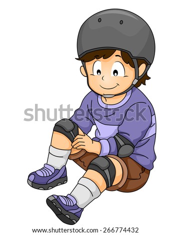 Illustration of a Little Boy Putting on Some Safety Gear
