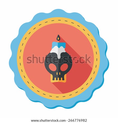 skull candle flat icon with long shadow,eps10