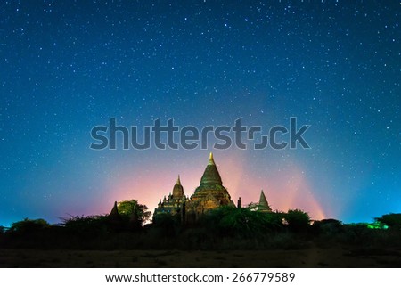 star above ancient pagoda in Bagan , Myanmar