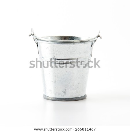 steel bucket on white background