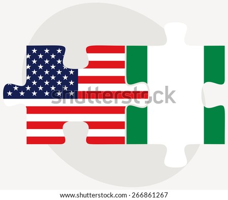 Vector Image - USA and Nigeria Flags in puzzle isolated on white background
